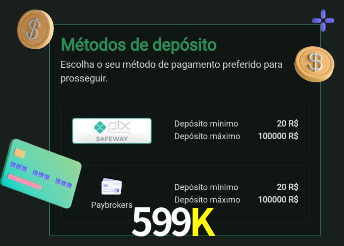 O cassino 599K oferece uma grande variedade de métodos de pagamento